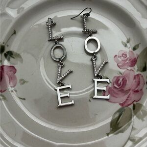 Silver LOVE Dangle Earrings